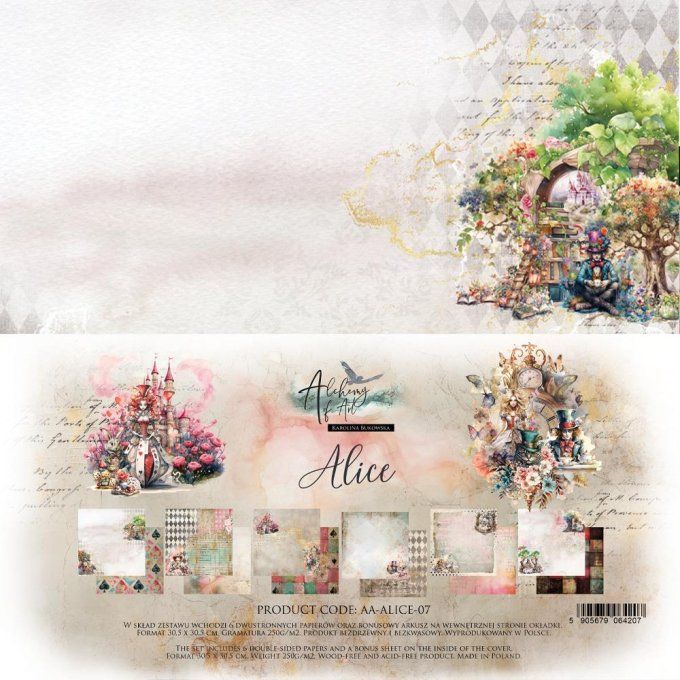 Ensemble de 6 feuilles, 30x30cm, collection : Alice