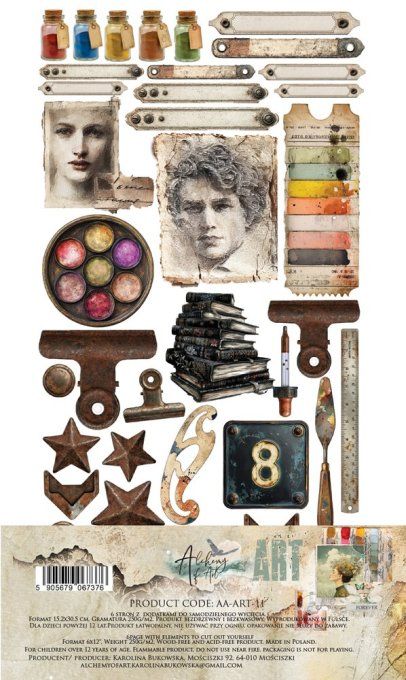 6 feuilles, 15x30cm, collection : Art - 250gsm