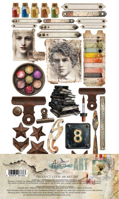 12 feuilles, 15x30cm, collection : Art - 250gsm