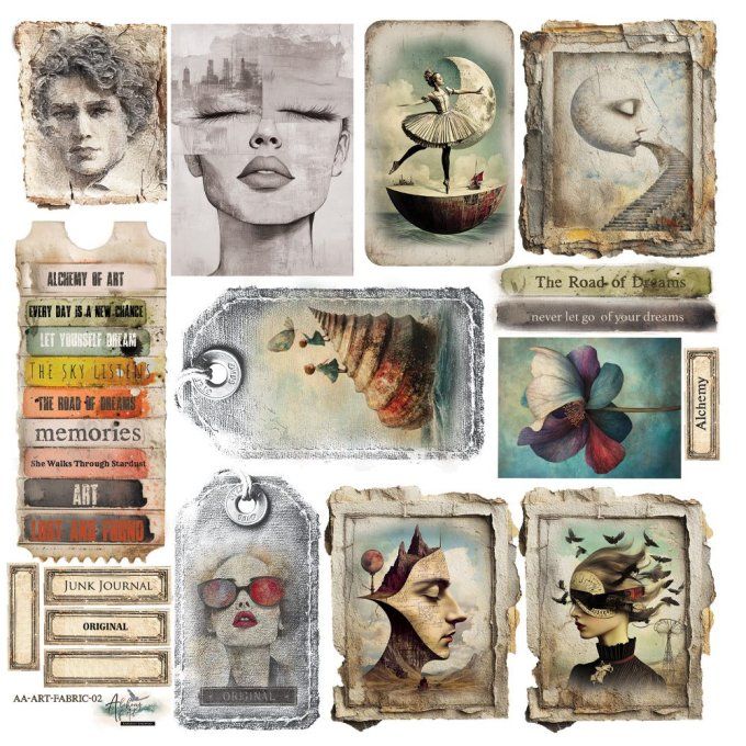 1 pièce de tissu, dimension 32x32cm, collection : Art