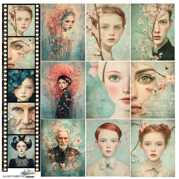 1 pièce de tissu, dimension 32x32cm, collection : Art 