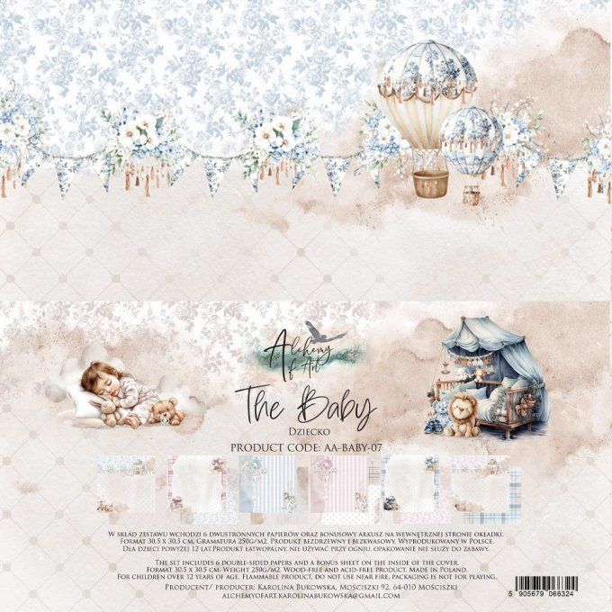 6 feuilles, 30x30cm, collection : Baby - 250gsm 