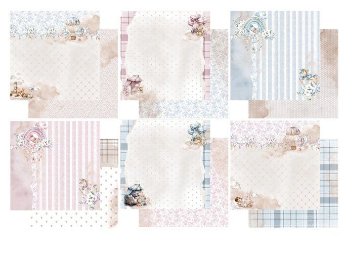 24 feuilles, 20x20cm, collection : The Baby - 190gsm