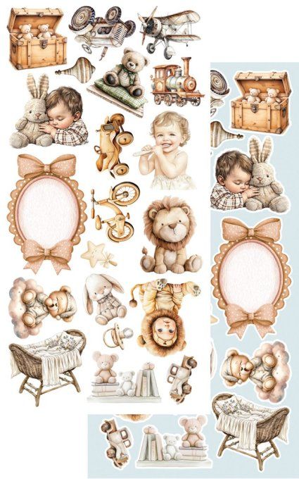 6 feuilles, 15x30cm, collection : Baby, boy - 250gsm