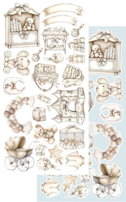 12 feuilles, 15x30cm, collection : Baby, boy - 250gsm