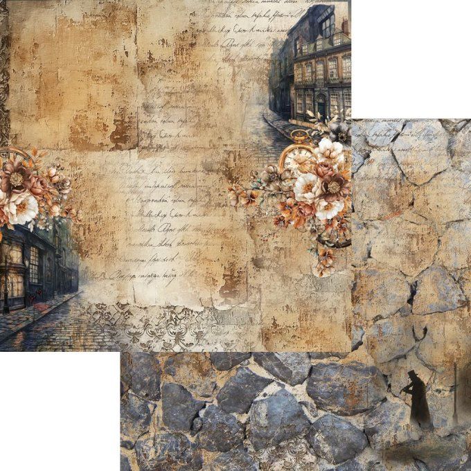 Ensemble de 6 feuilles, 30x30cm, collection : Behind closed doors, 250gsm