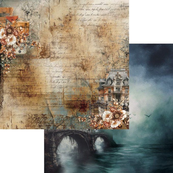 Ensemble de 6 feuilles, 30x30cm, collection : Behind closed doors, 250gsm