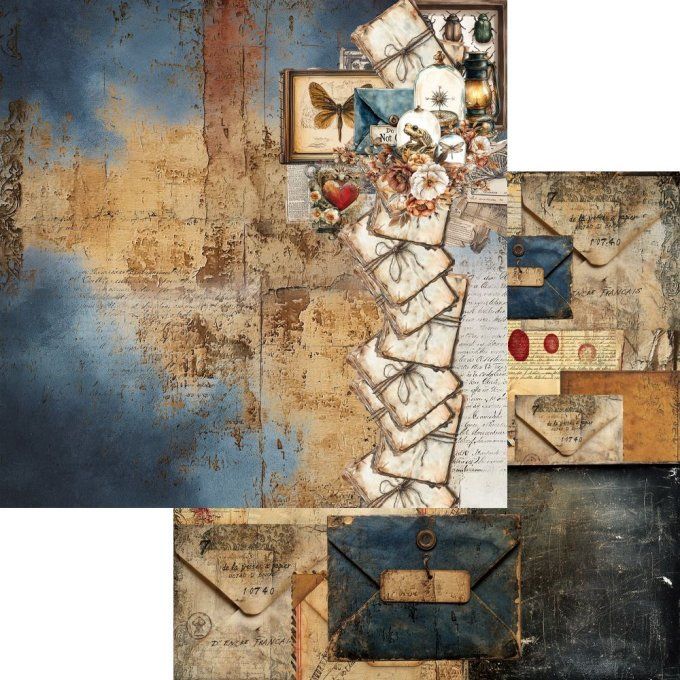 Ensemble de 6 feuilles, 30x30cm, collection : Behind closed doors, 250gsm