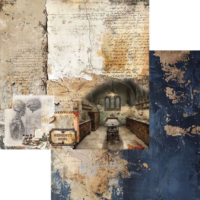 Ensemble de 6 feuilles, 30x30cm, collection : Behind closed doors, 250gsm