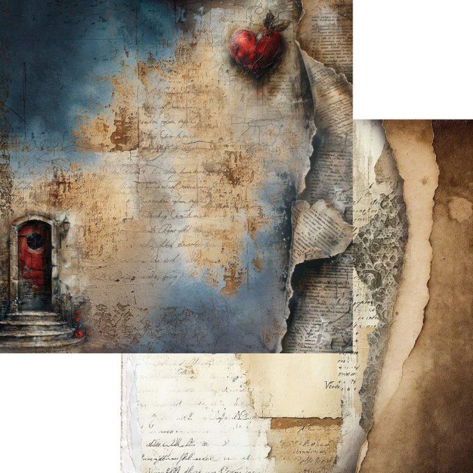 Ensemble de 6 feuilles, 30x30cm, collection : Behind closed doors, 250gsm
