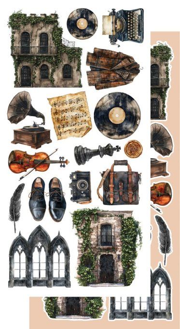 6 feuilles, 15x30cm, collection : Behind closed doors - 250gsm