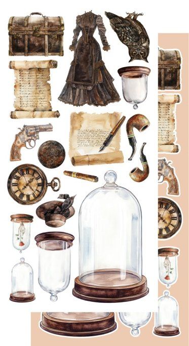 6 feuilles, 15x30cm, collection : Behind closed doors - 250gsm