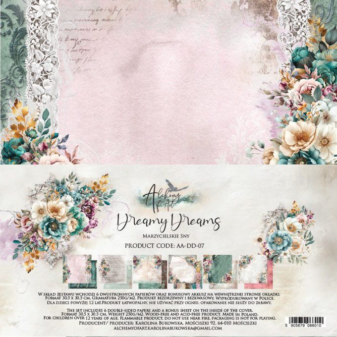 Ensemble de 6 feuilles, 30x30cm, collection : Dreamy dreams, 250gsm 