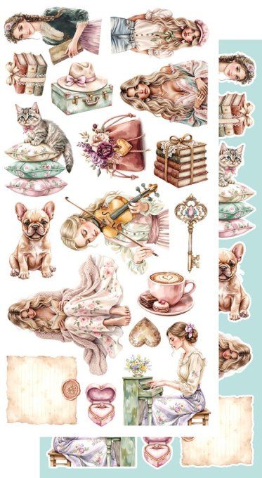 6 feuilles, 15x30cm, collection : Dreamy dreams - 250gsm 
