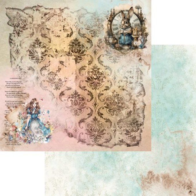 Ensemble de 6 feuilles, 30x30cm, collection : Enchanted world, following Alice - 250g