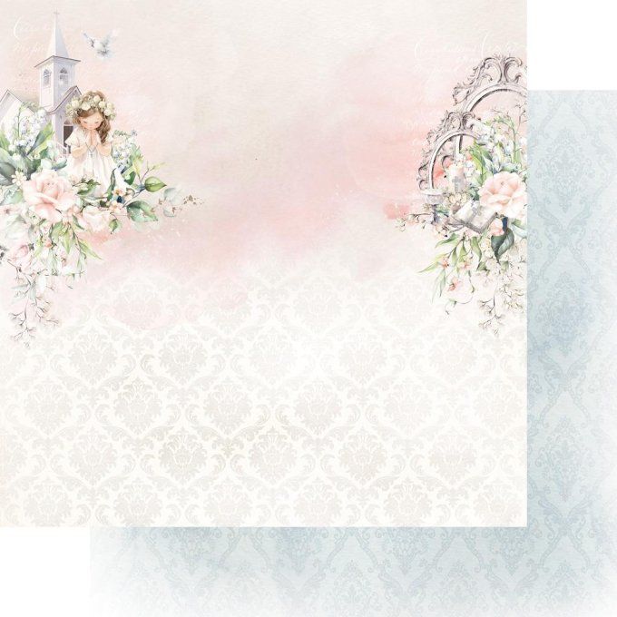 Ensemble de 16 feuilles, 20x20cm, collection : First Holy Communion - 190g