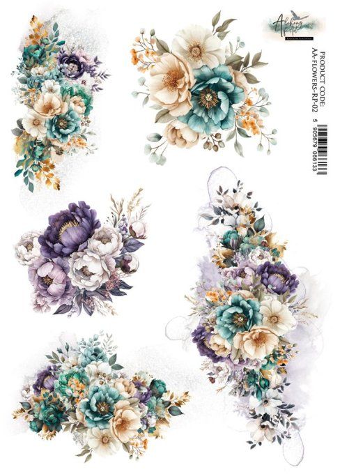 Feuille de riz, Flowers,  format A4
