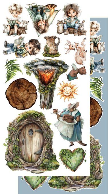 6 feuilles, 15x30cm, collection : Friends of the Forest - 250gsm