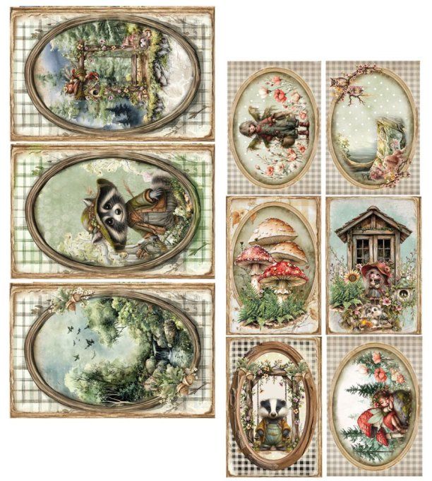 6 feuilles, 15x30cm, collection : Friends of the Forest - 250gsm