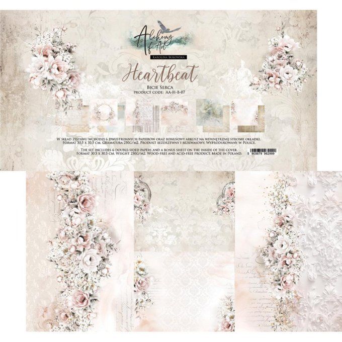 Ensemble de 6 feuilles, 30x30cm, collection : Heartbeat - 250g 