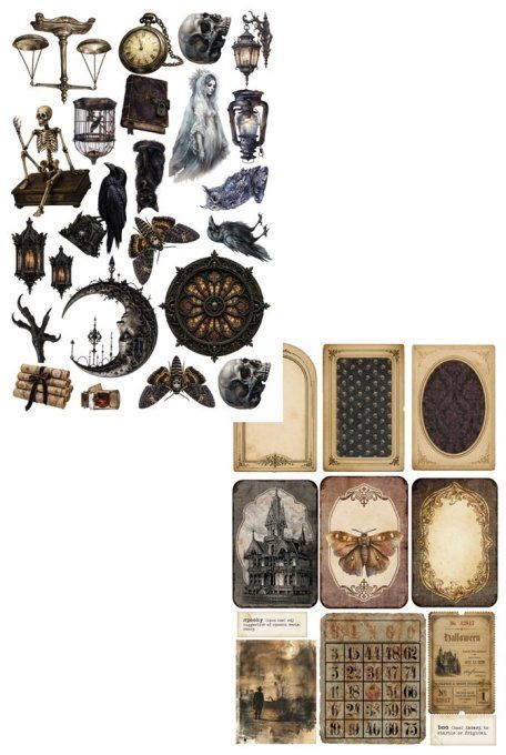 8 feuilles, format A4, Halloween palette, 190gsm, extras à découper