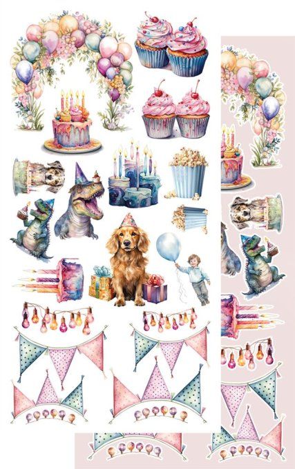 Ensemble de 6 feuilles, 15x30.5cm, collection : Happy time - 250g 