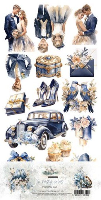 Ensemble de 12 feuilles, 15x30.5cm, collection : in frosty colors, wedding day - 250g