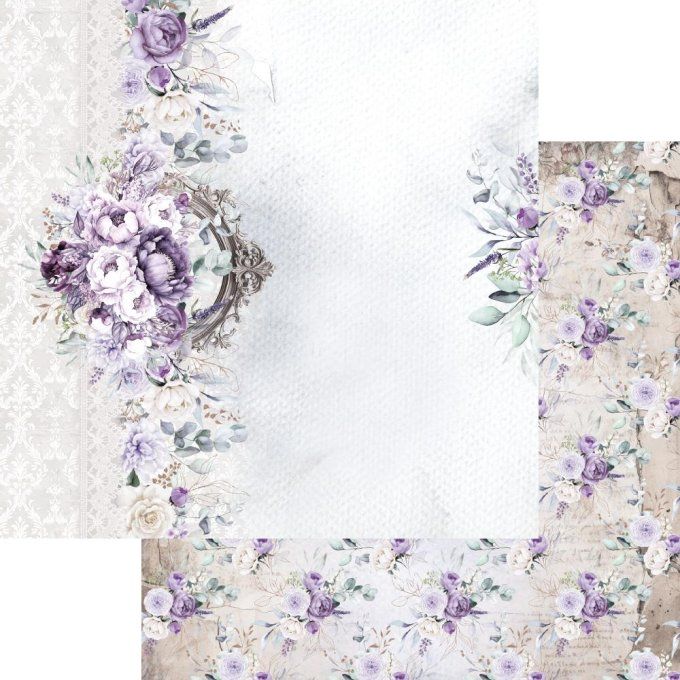 Ensemble de 12 feuilles, 20x20cm, collection : In purple colors, 250gsm