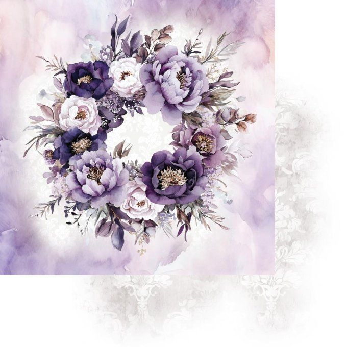 Ensemble de 24 feuilles, 15x15cm, collection : In purple colors, 250gsm