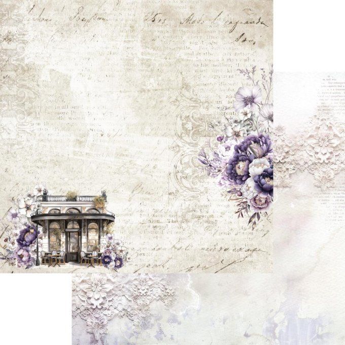 Ensemble de 24 feuilles, 15x15cm, collection : In purple colors, 250gsm