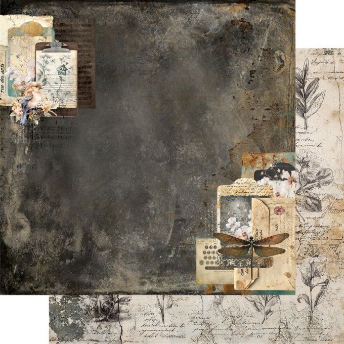 12 feuilles, 20x20cm, collection : In Silence - 190gsm