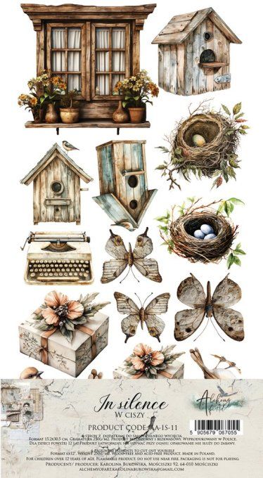 6 feuilles, 15x30cm, collection : In Silence - 250gsm