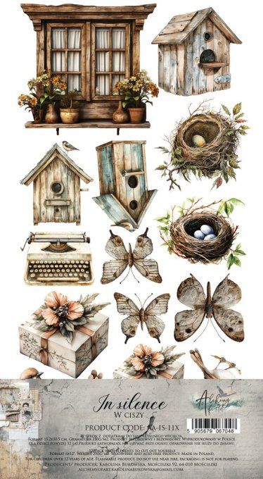 12 feuilles, 15x30cm, collection : In Silence - 250gsm
