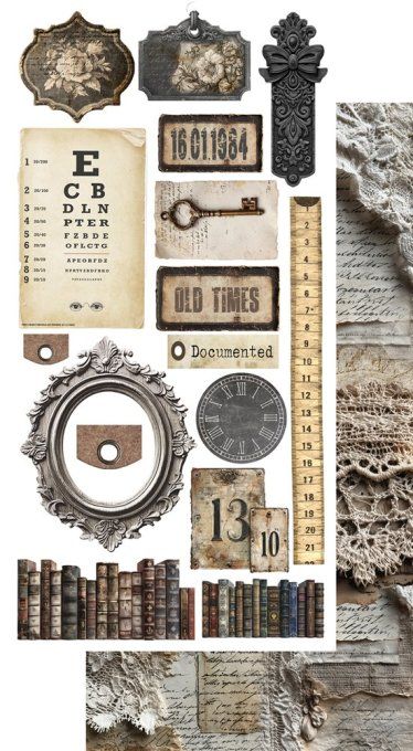 12 feuilles, 15x30cm, collection : In Silence - 250gsm - Junk Journal