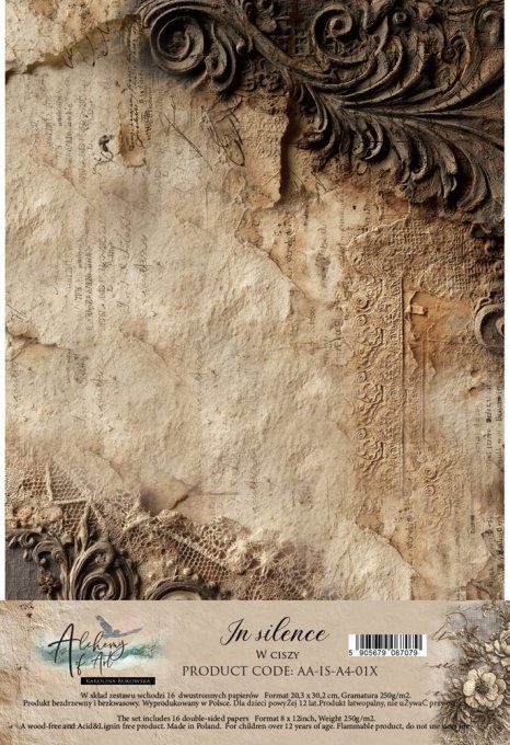 16 feuilles, 30x20cm, collection : In Silence - 250gsm