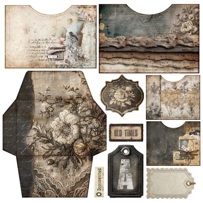 1 pièce de tissu, dimension 32x32cm, collection : In Silence - Pochettes