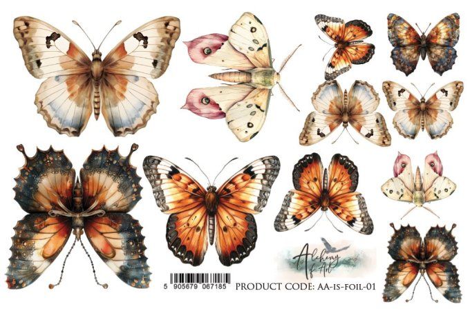 Feuille d'acétate, In Silence, Papillons, format A5