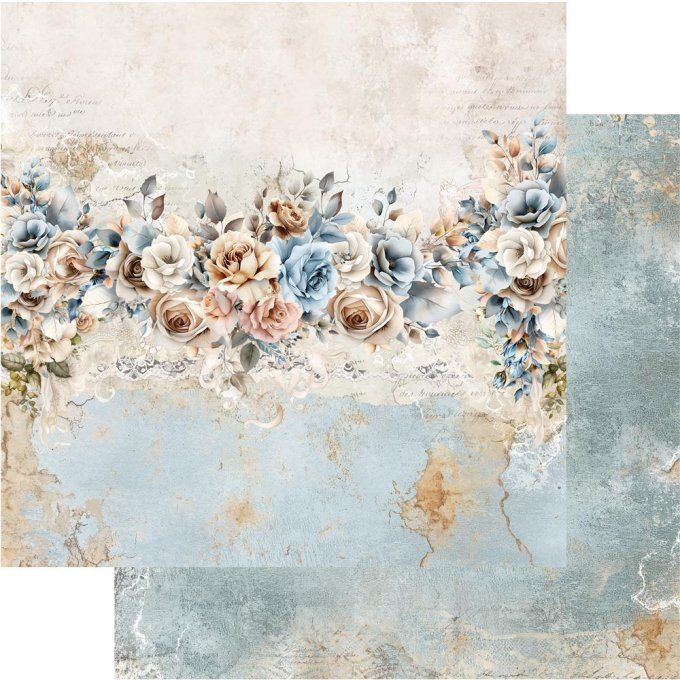 Ensemble de 12 feuilles, 20x20cm, collection : In shades of blue, 190gsm