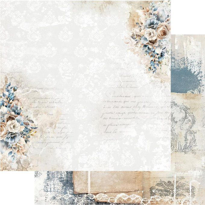 Ensemble de 12 feuilles, 20x20cm, collection : In shades of blue, 190gsm