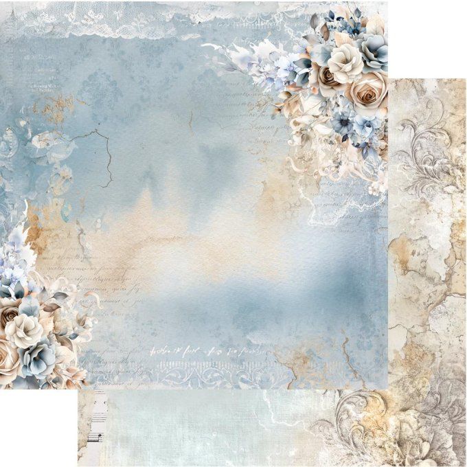 Ensemble de 12 feuilles, 20x20cm, collection : In shades of blue, 190gsm