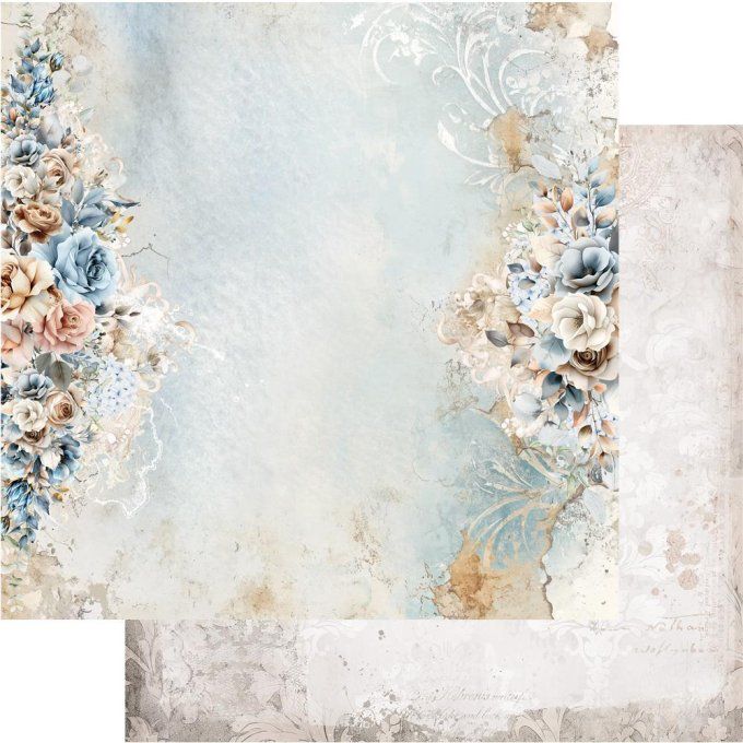 Ensemble de 12 feuilles, 20x20cm, collection : In shades of blue, 190gsm