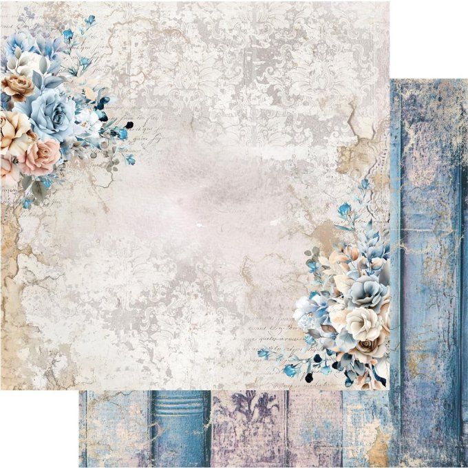 Ensemble de 12 feuilles, 20x20cm, collection : In shades of blue, 190gsm