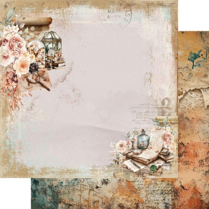 12 feuilles, 20x20cm, collection : In the library - 190gsm
