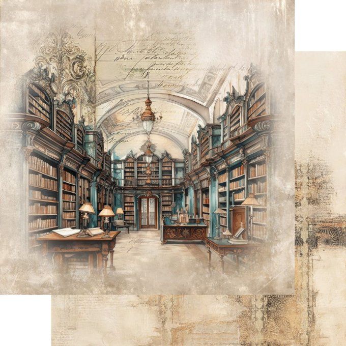 24 feuilles, 20x20cm, collection : In the library - 190gsm