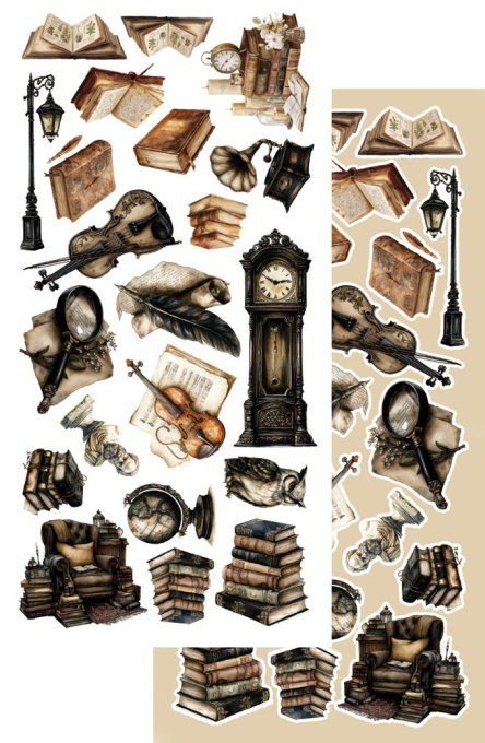 12 feuilles, 15x30.5cm, collection : In the library - 250gsm