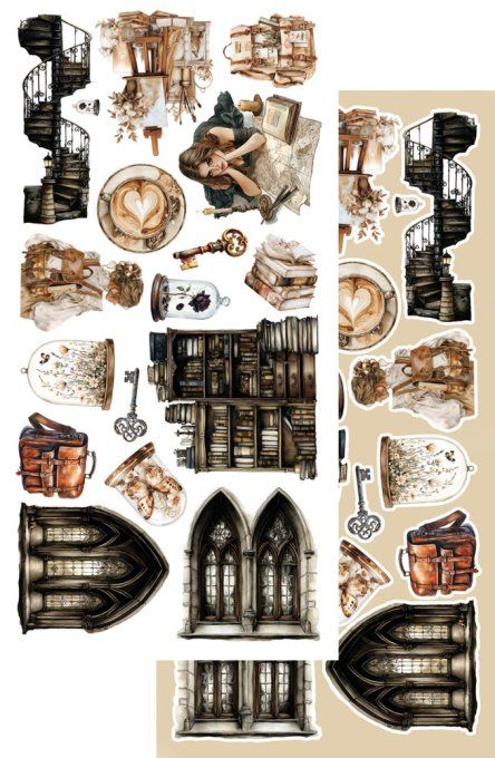 12 feuilles, 15x30.5cm, collection : In the library - 250gsm