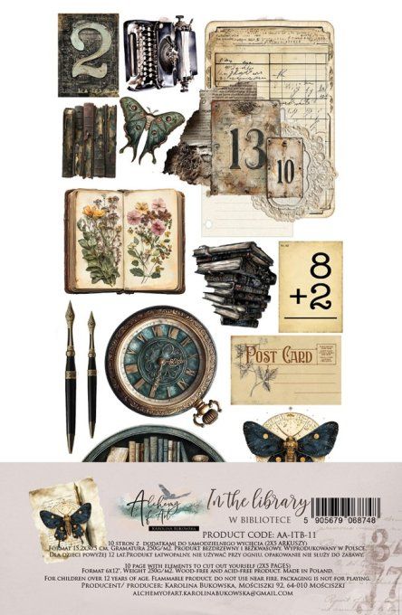 10 feuilles, 15x30.5cm, collection : In the library - 250gsm