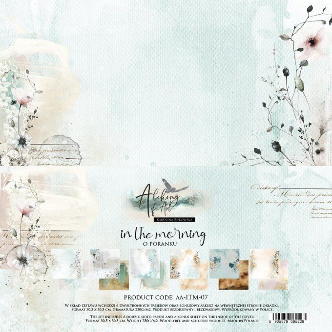 Ensemble de 6 feuilles, 30x30cm, collection : In the morning, 250gsm