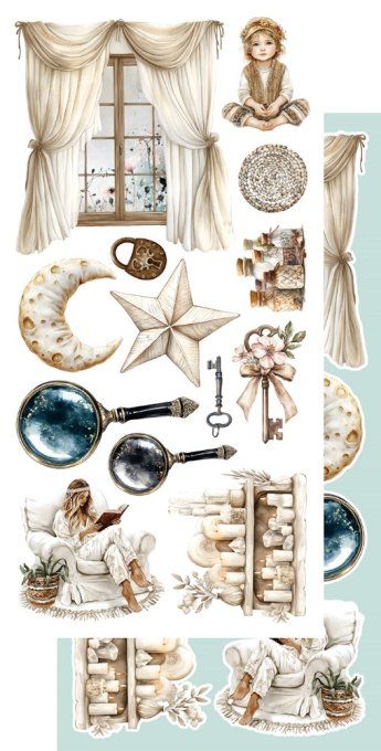 6 feuilles, 15x30cm, collection : In the morning