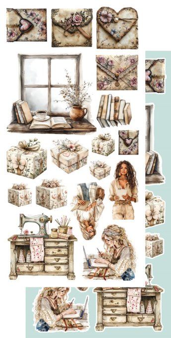6 feuilles, 15x30cm, collection : In the morning
